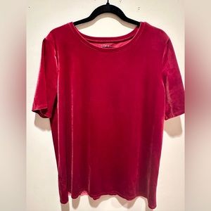 NWOT Loft Maroon Velvet Short Sleeve Top
